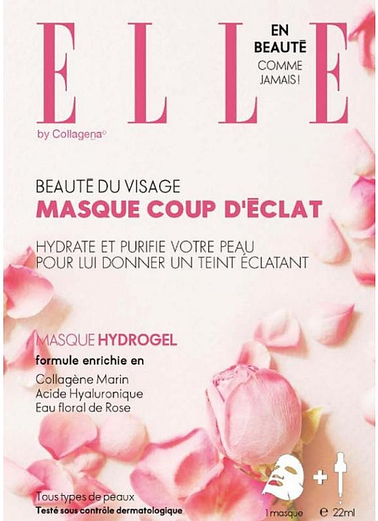 Maska w płachcie z wodą różaną - Collagena Paris Elle Hydrogel Mask With Rose Floral Water — Zdjęcie N1