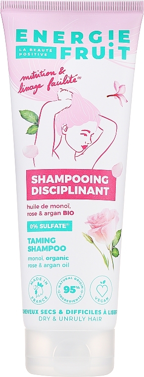 Szampon do włosów niesfornych Monoi, róża i olej arganowy - Energie Fruit Monoï, Rose & Argan Oil Smoothing Shampoo — Zdjęcie N1