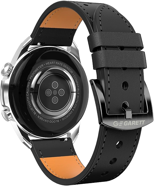 Smartwatch męski, srebrny+czarny pasek - Garett Smartwatch V10 — Zdjęcie N4