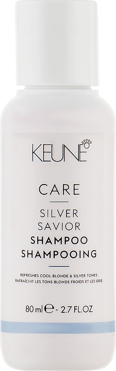 Szampon schładzający odcień blond i siwe refleksy - Keune Care Silver Savior Shampoo Travel Size