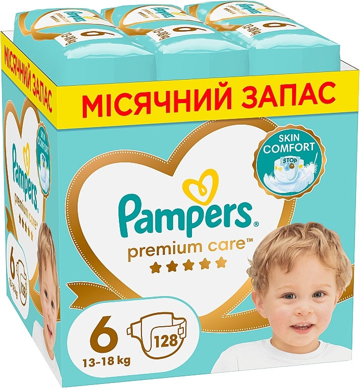 Pieluchy Premium Care 6 (13-18 kg), 128 szt. - Pampers — Zdjęcie N2