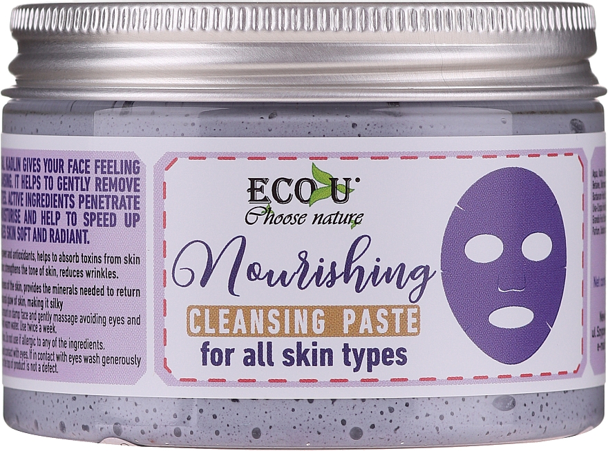 Odżywcza oczyszczająca pasta do twarzy do każdego typu skóry - ECO U — Zdjęcie N2