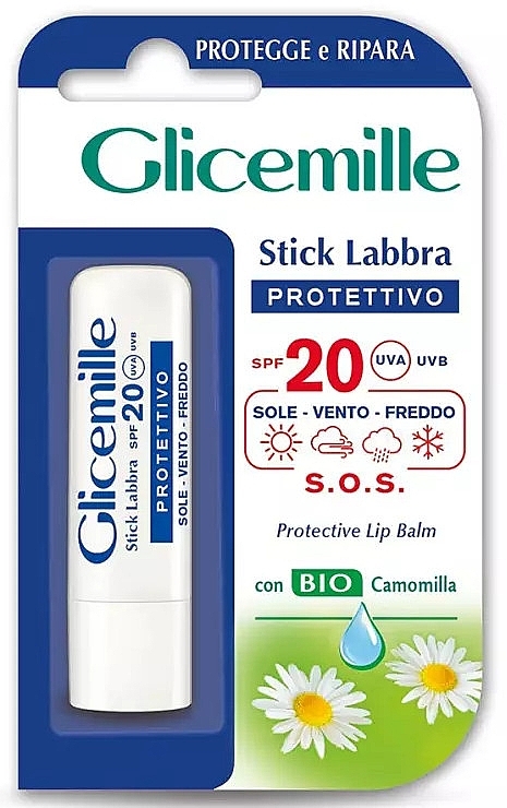 Ochronny balsam do ust „Rumianek” - Mirato Glicemille SOS Protective Lip Balm PF20 — Zdjęcie N1