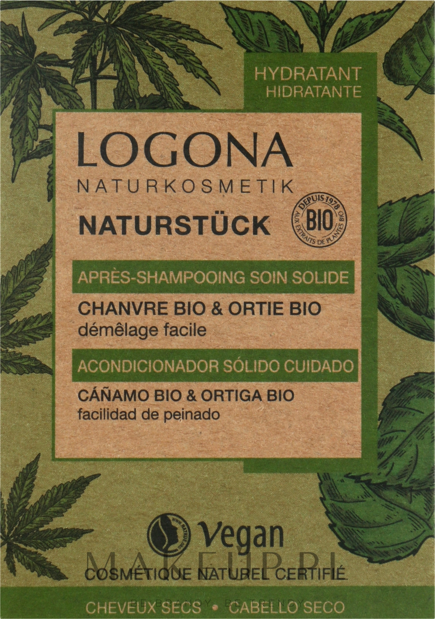 Odżywka do włosów w kostce Konopie i pokrzywa - Logona Organic Hemp & Stinging Nettle Solid Conditioner — Zdjęcie 60 g