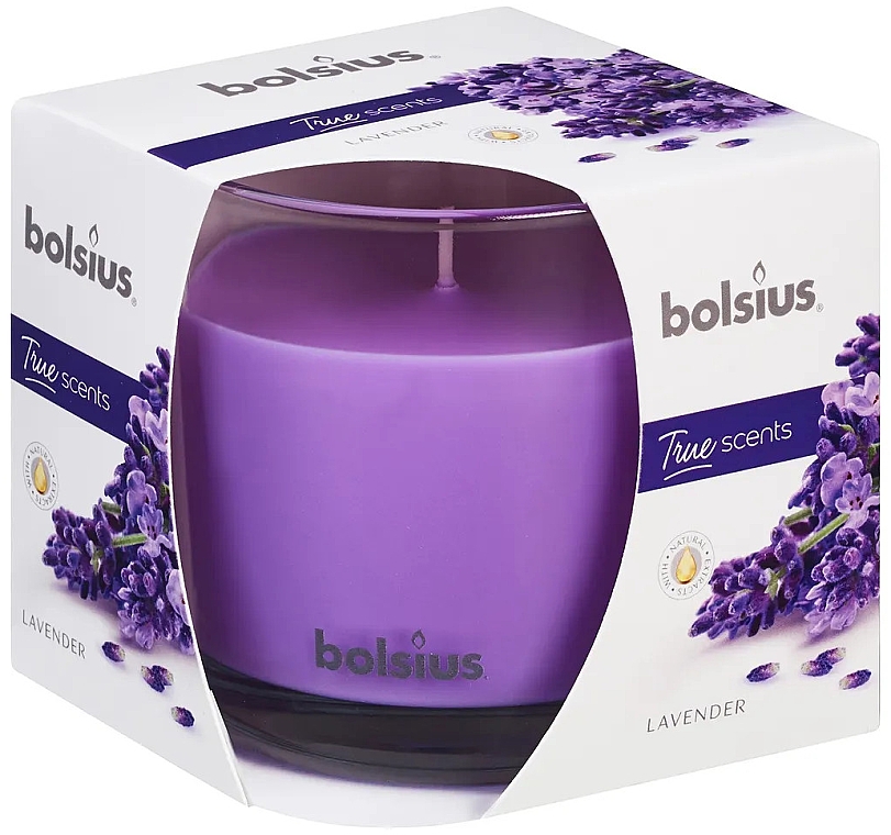 Świeca zapachowa w szkle Lawenda, 95 x 95 mm - Bolsius True Scents Candle — Zdjęcie N1