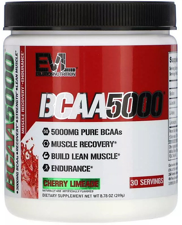 Suplement diety BCAA 5000, lemoniada wiśniowa - EVLution Nutrition BCAA 5000 Cherry Limeade — Zdjęcie N1