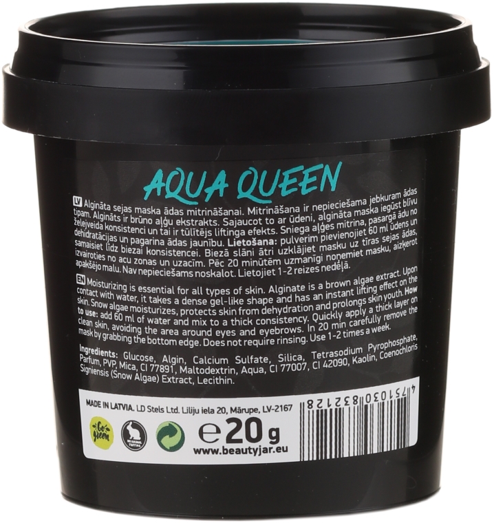Nawilżająca maska do twarzy z ekstraktem z alg - Beauty Jar Face Care Aqua Queen Rubber Mask — Zdjęcie N3