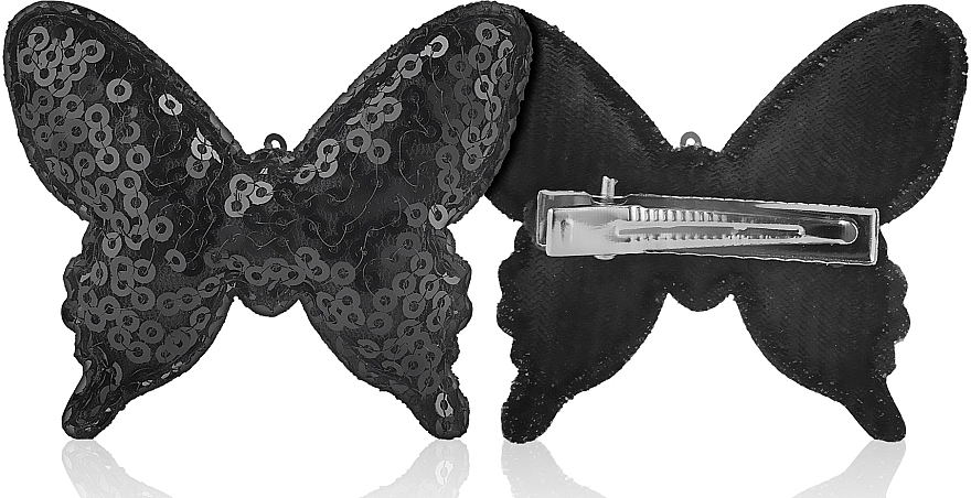 Spinka do włosów Motyl z cekinami, czarny, d-320 - Dini Hand Made