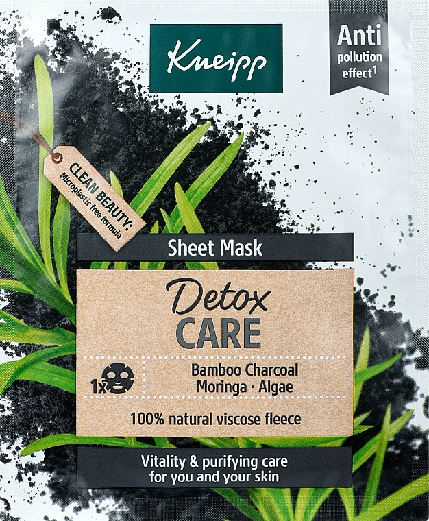 Detoksykująca maska w płachcie do twarzy - Kneipp Detox Care Sheet Mask — Zdjęcie N1