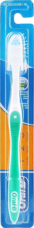 Szczoteczka do zębów, średnia twardość, biało-zielona - Oral-B 1 2 3 Classic 40 Medium — Zdjęcie N1