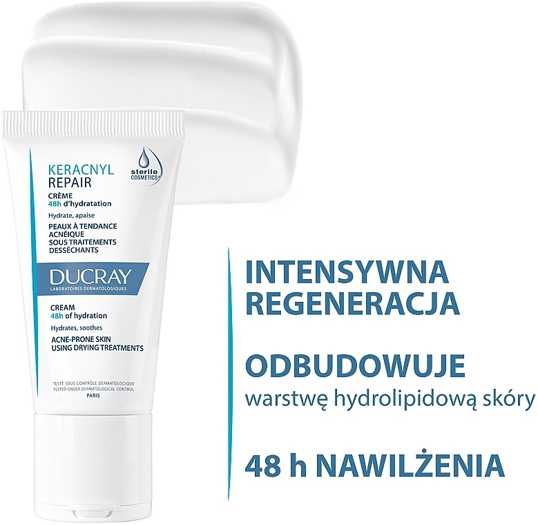 Nawilżający krem naprawczy - Ducray Keracnyl Repair Cream — Zdjęcie N6