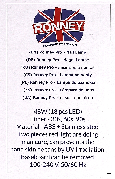 Lampa LED do paznokci, czarna - Ronney Professional Agnes Pro LED 48W (GY-LED-032) — Zdjęcie N2