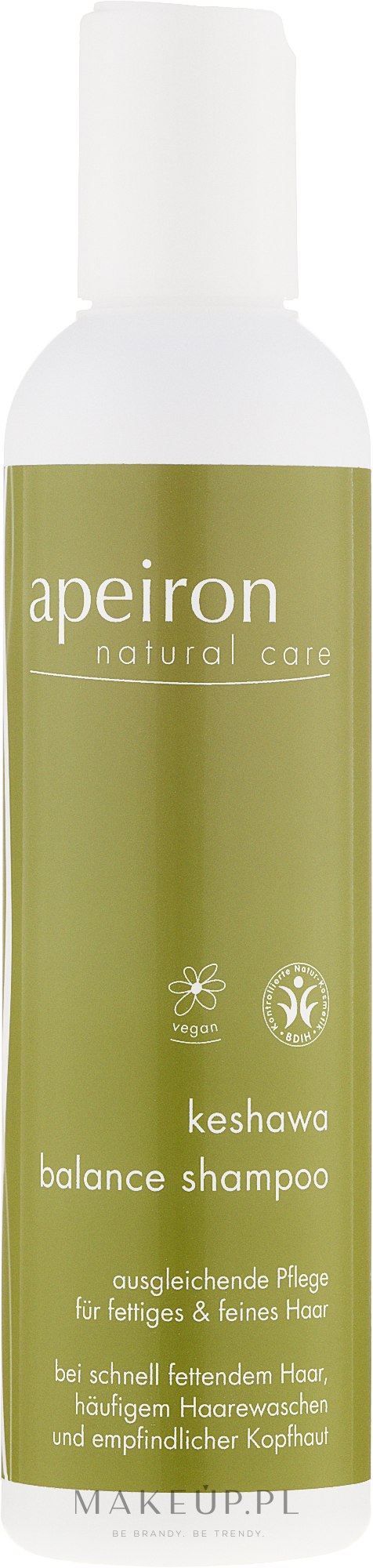 Nawilżający szampon do włosów normalnych i cienkich - Apeiron Keshawa Balance Shampoo — Zdjęcie 200 ml
