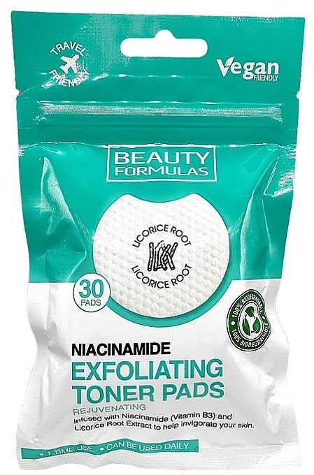 Płatki złuszczające z niacynamidem - Beauty Formulas Niacinamide Exfoliating Toner Pads — Zdjęcie N1