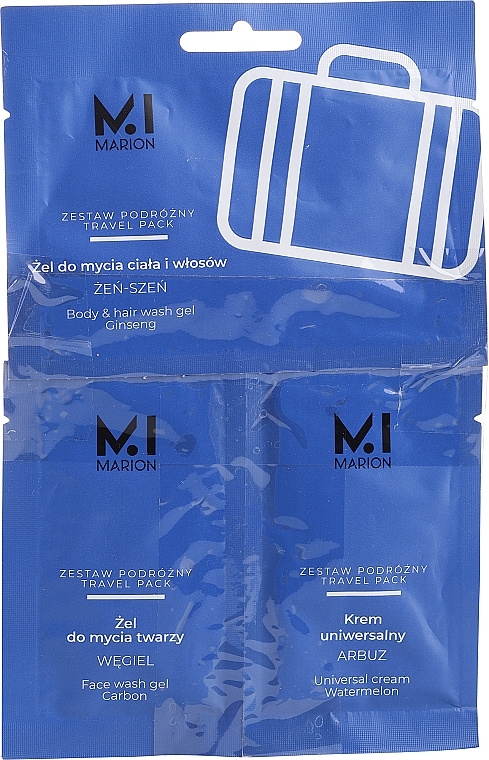 PRZECENA! Zestaw podróżny do mycia ciała i włosów - Marion Travel Pack (sh/gel/10 ml + f/gel/7 ml + cr/7 ml) * — Zdjęcie N3