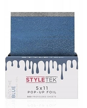 Ryflowana folia fryzjerska 5x11, niebieska, 500 arkuszy - StyleTek Into The Blue Coloring Foil — Zdjęcie N1