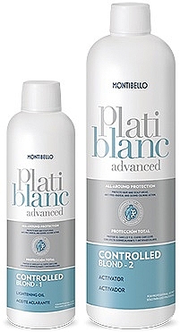 Zestaw - Montibello Platiblanc Advanced Controlled Blond (activator/400ml + oil/200ml) — Zdjęcie N2