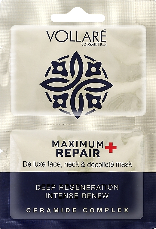 Głęboko regenerująca maska na twarz, szyję i dekolt - Vollare Maximum Repair Mask