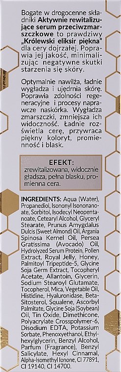 Aktywne rewitalizujące serum przeciwzmarszczkowe - Bielenda Royal Bee Elixir — Zdjęcie N3