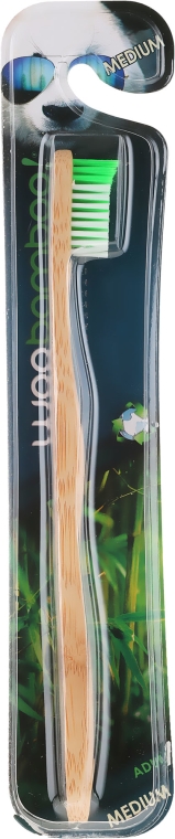 Bambusowa szczoteczka do zębów, średnia twardość, zielona - Woobamboo Adult Standard Handle Toothbrush Medium — Zdjęcie N1
