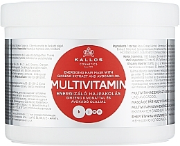 Multiwitaminowa energizująca maska do włosów z ekstraktem z żeń-szenia i olejem z awokado - Kallos Cosmetics Energising Hair Multivitamin — Zdjęcie N3