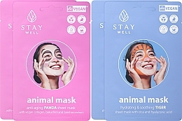 Zestaw - Stay Well Animal Masks (mask/4pcs) — Zdjęcie N2