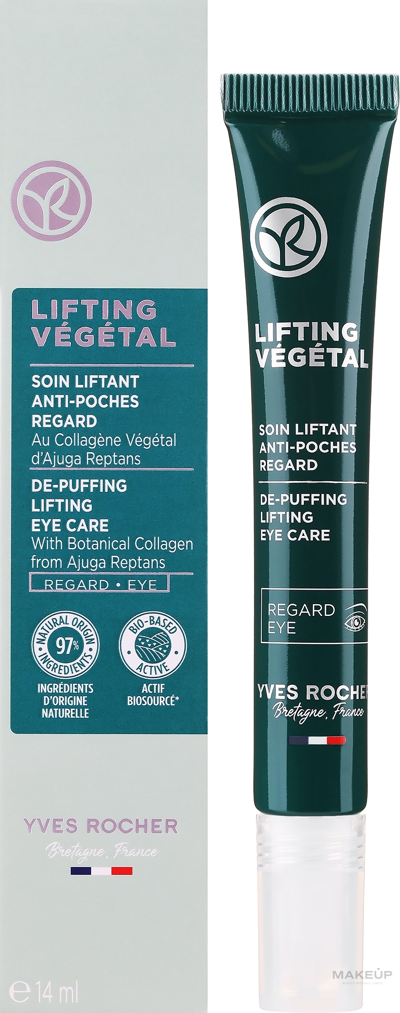 Liftingujący krem pod oczy - Yves Rocher Lifting Vegetal De-Puffing Lifting Care — Zdjęcie 14 ml