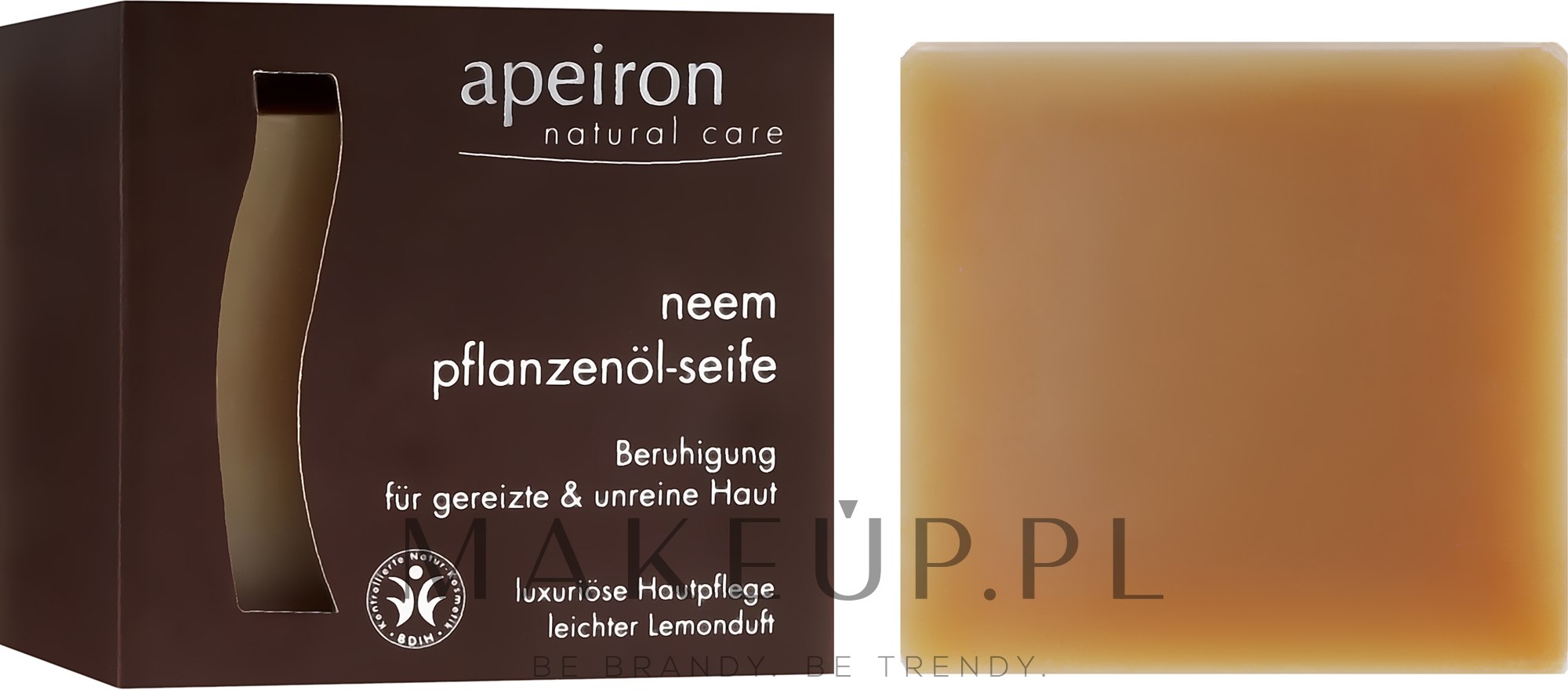 Naturalne mydło w kostce Miodla indyjska do skóry problematycznej - Apeiron Neem Plant Oil Soap — Zdjęcie 100 g