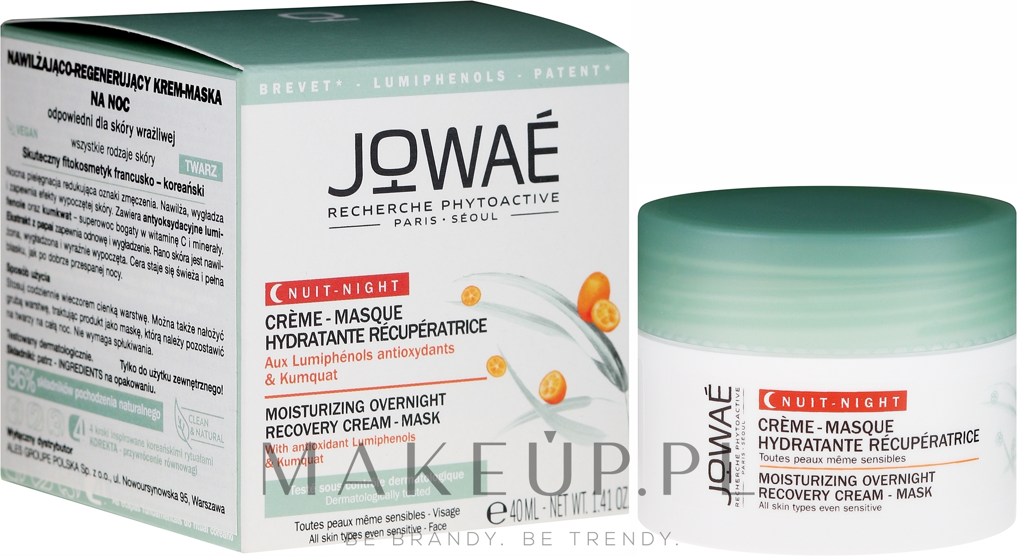 Nawilżająco-regenerujący krem-maska do twarzy na noc - Jowaé Moisturizing Overnight Recovery Cream-Mask — Zdjęcie 40 ml
