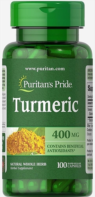 Suplement diety Kurkuma 400 mg - Puritan's Pride Turmeric 400 mg Capsules — Zdjęcie N1