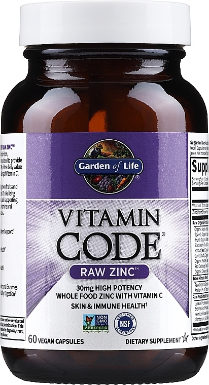 Suplement diety Cynk z witaminą C - Garden of Life Vitamin Code Raw Zinc — Zdjęcie N1