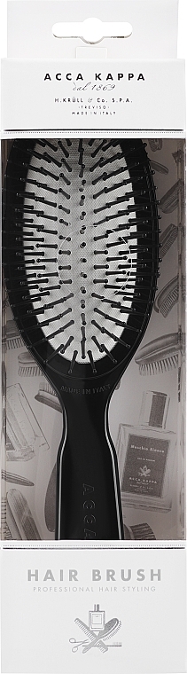 Szczotka do włosów, czarna - Acca Kappa Oval Brush Nude Look — Zdjęcie N1