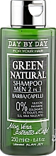 Szampon dla mężczyzn 2 w 1 do brody i włosów z aloesem i ekstraktem z kawy - Alan Jey Green Natural Shampoo 2in1 — Zdjęcie N1
