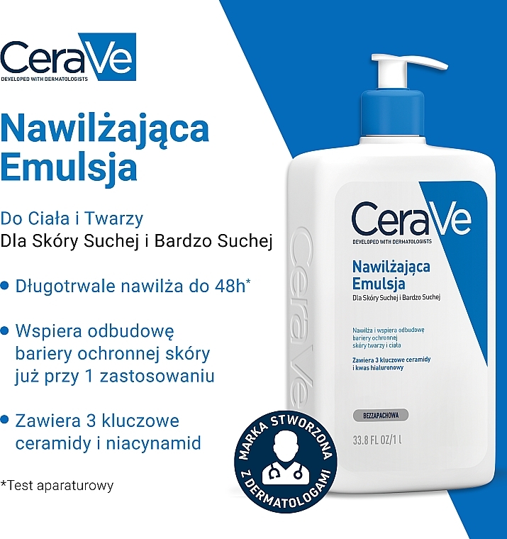 CeraVe Moisturising Lotion - Nawilżająca emulsja do suchej i bardzo suchej skóry twarzy i ciała  — Zdjęcie N5