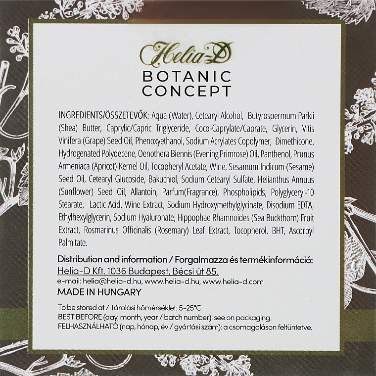 Przeciwzmarszczkowy krem na noc z ekstraktem z wina Tokaj i bakuchiolem - Helia-D Botanic Concept Night Cream — Zdjęcie N3