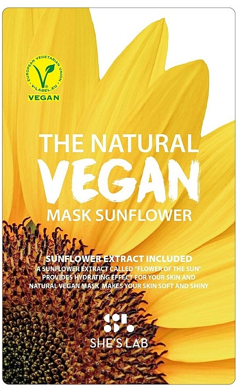 Regenerująca maska w płachcie do twarzy z ekstraktem ze słonecznika - She’s Lab The Natural Vegan Mask Sunflower — Zdjęcie N1