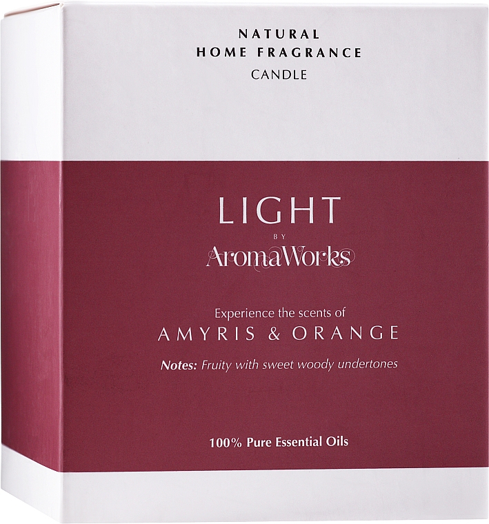Świeca zapachowa Drzewo sandałowe i pomarańcza - AromaWorks Light Range Amyris & Orange Candle — Zdjęcie N5