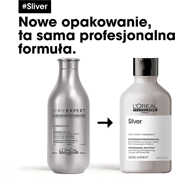 PRZECENA! Rozjaśniający szampon do włosów siwych - L'Oreal Professionnel Serie Expert Magnesium Silver Shampoo * — Zdjęcie N5