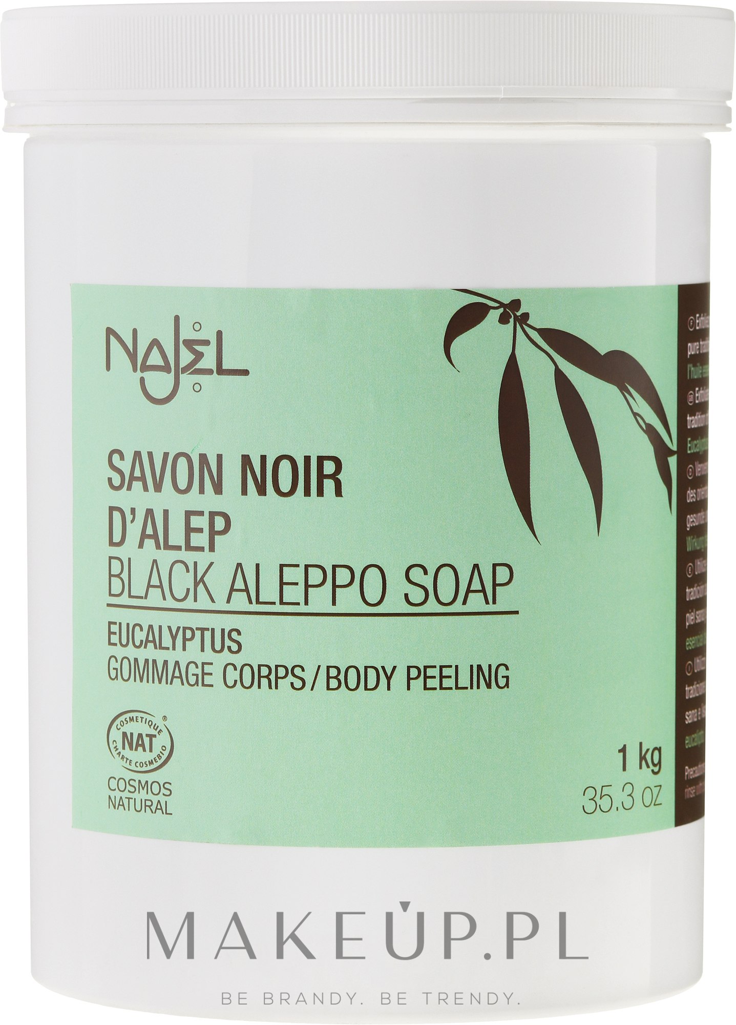 Czarne peelingujące mydło aleppo z eukaliptusem - Najel Black Savon Noir Aleppo Soap Eucalyptus Body Peeling — Zdjęcie 1000 g