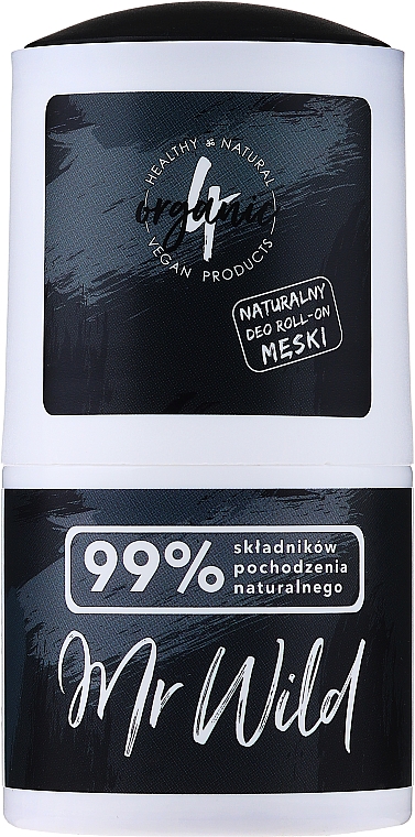 Naturalny dezodorant w kulce dla mężczyzn Kawowy - 4Organic Mr Wild Natural Deo Roll-On — Zdjęcie N1