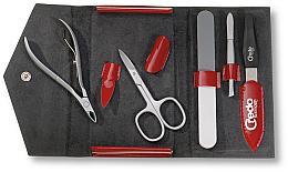 Kup Zestaw do manicure, 5 sztuk - Credo Solingen Luxurious Red Leatherette Case