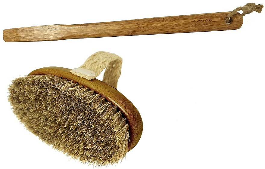 Szczotka z włosia końskiego i włosia kaktusa z odpinanym uchwytem - Hydrea London Bamboo Mane & Cactus Bristle Bath Brush Long Detachable Handle — Zdjęcie N2