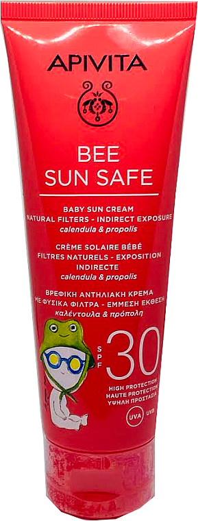 Krem przeciwsłoneczny dla dzieci z nagietkiem i propolisem - Apivita Bee Sun Safe Baby Sun Cream Calendula & Propolis SPF30 — Zdjęcie N1