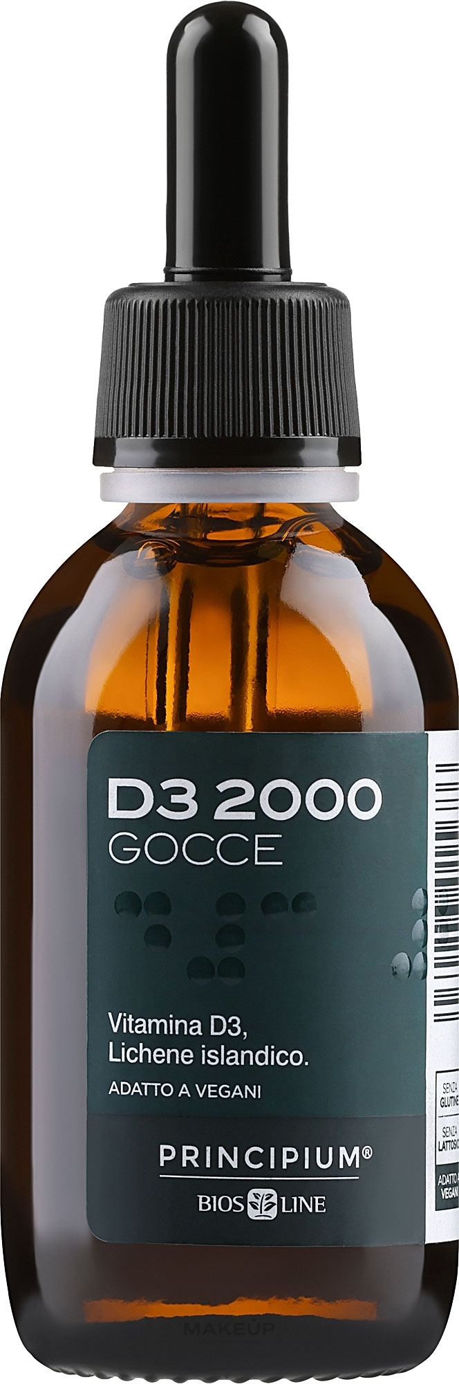 Suplement diety Witamina D3 - BiosLine Principium D3 Vegan 2000 UI — Zdjęcie 50 ml