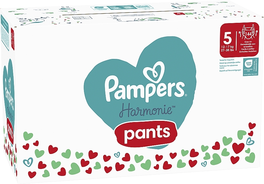 Pieluchomajtki Harmonie Pants, rozmiar 5, 12-17 kg, 144 szt. - Pampers — Zdjęcie N2