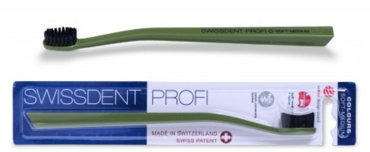 Szczoteczka do zębów, średnia-miękka, zielona - SWISSDENT Profi Colours Soft-Medium Toothbrush Green&Black — Zdjęcie N1