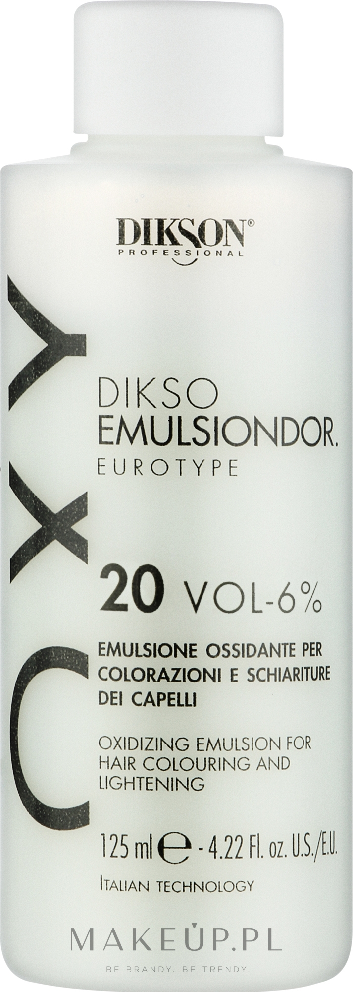 Utleniacz do włosów - Dikson Oxy Oxidizing Emulsion For Hair Colouring And Lightening 20 Vol-6% — Zdjęcie 125 ml