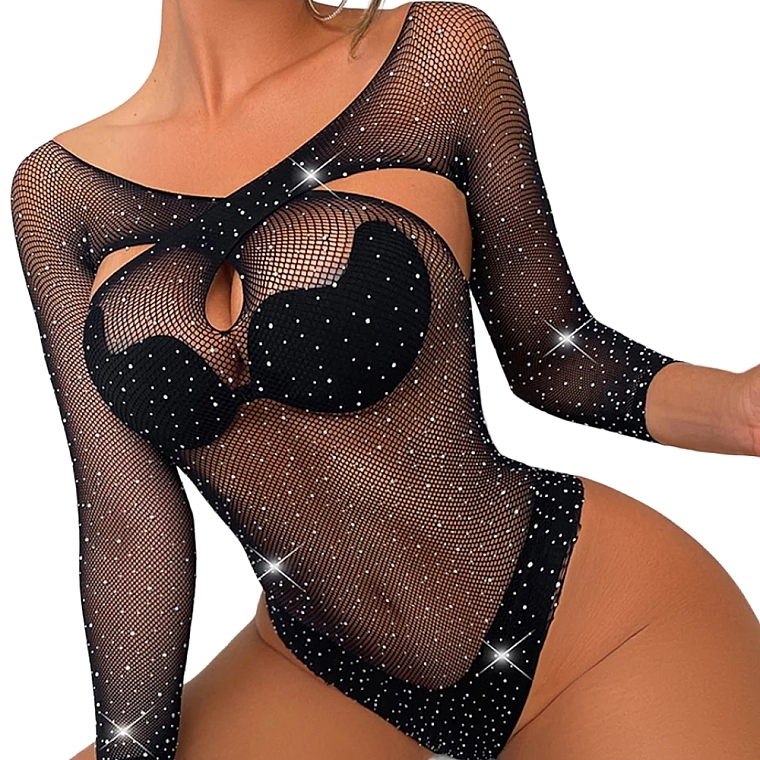 Erotyczne body z siatki, elastyczne, czarne - Lolita Accessories — Zdjęcie N2