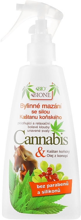 PRZECENA! Spray do stóp z olejem konopnym - Bione Cosmetics Cannabis Herbal Salve With Horse Chestnut * — Zdjęcie N1