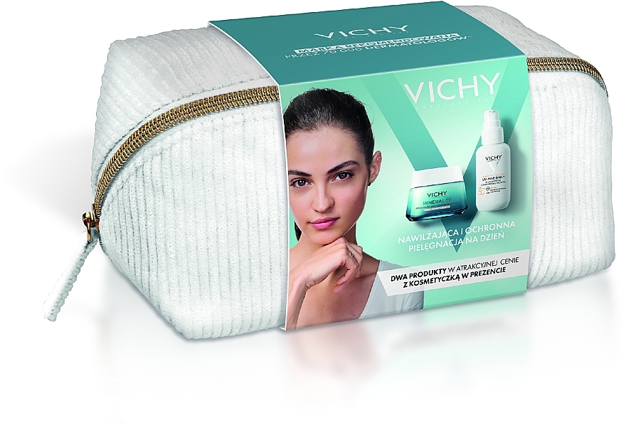 Zestaw do pielęgnacji twarzy - Vichy Mineral 89 (cr/50ml + fluid/40ml + pouch) — Zdjęcie N1